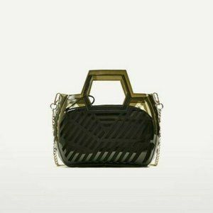 Zara Mini Vinyl Tote Bag - Khaki